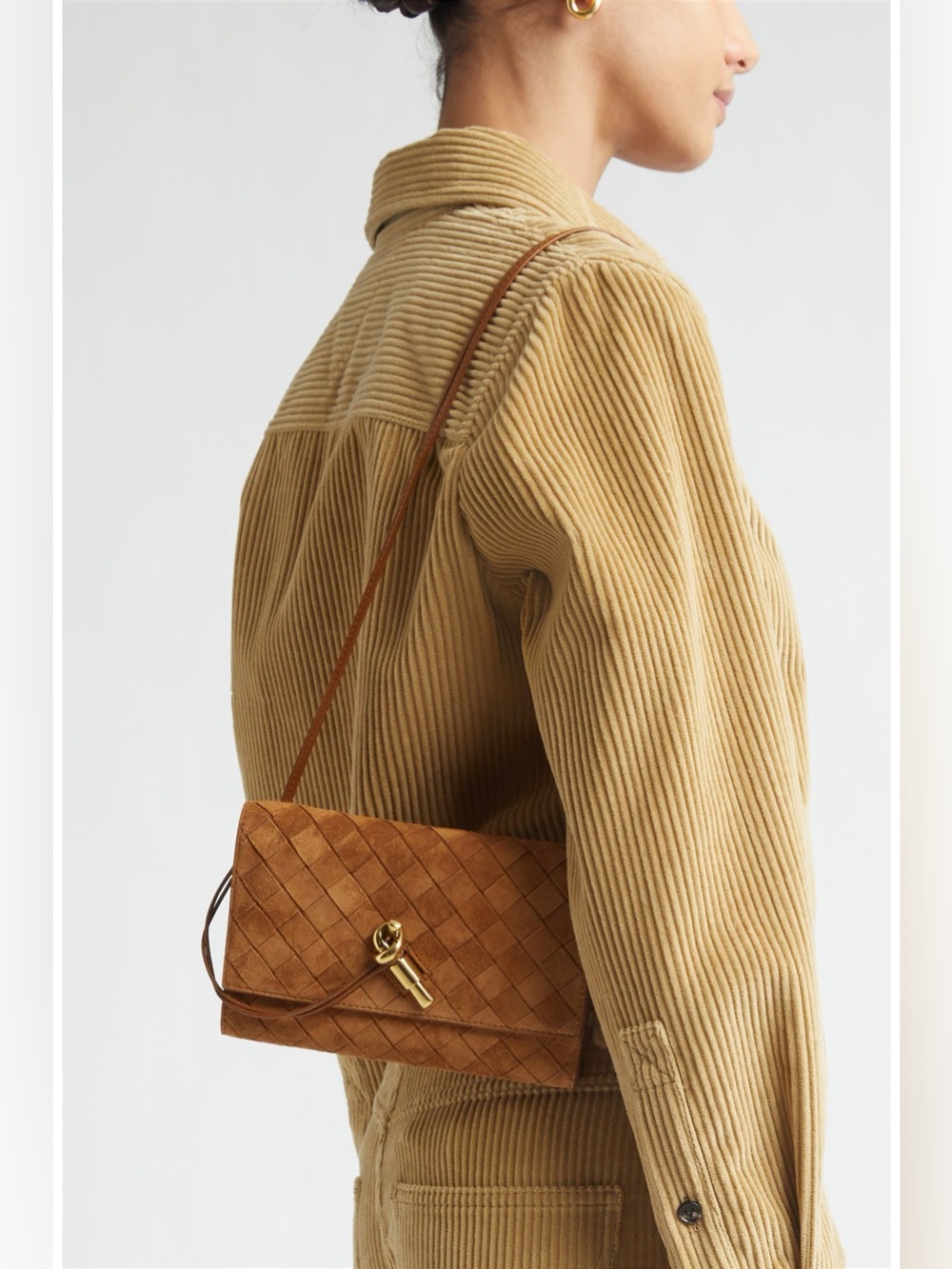 Bottega Veneta Andiamo Suede Crossbody/Wallet Bag Amber Brown - Picture 2 of 8